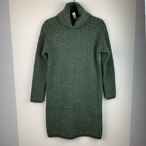 NWT Madewell Oversized Turtleneck Sweater Dress in Geo Print Wool Blend XXS